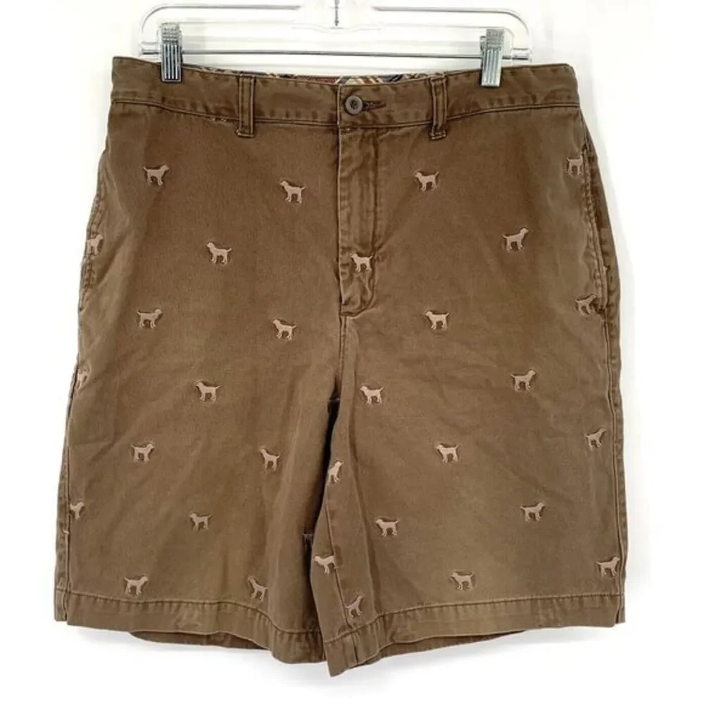 GH Bass & Co Brown Dogs Men's Flat Front Walking Golf Shorts‎ Size 34